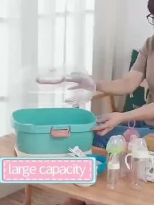 Baby Bottle Drying Rack with Cover Nursing Bottle Storage Baby Dinnerware Organizer blue