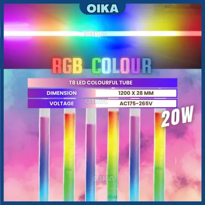 T8 LED Tube Light 4ft 18W 20W IP65 Waterproof | RGB Multi Colour Rainbow Hanging Lampu Kedai Makan Shopping Mall