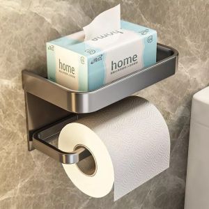 Punch-free Toilet Double-Layer Storage Roll Paper Rack Wall Mount Paper Towel Rack Durable