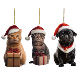 Festive Stylish Pug Pendant Keychain Charm Pendant Cartoon Dogs Sturdy Acrylic Ornament for Car and Bag Decoration