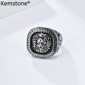Kemstone Domineering Striped Lion Stainless Steel Ring for Men's HIP HOP Large Rings Gold Plated Jewelry. 