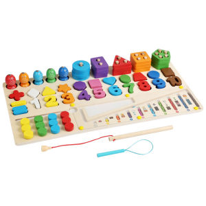 【Early Education】Montessori Wooden Puzzle Board Shape & Number Matching Blocks Hand-Eye Coordination Shape Sorter Board
