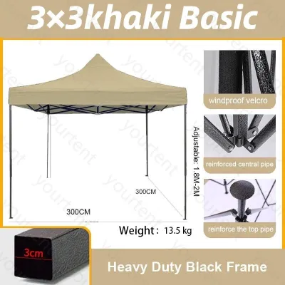 3x6M Retractable Outdoor Tent Heavy Duty Car Tent Outdoor Foldable Outdoor Tent Adjustable Height Canopy Roofing with Frame