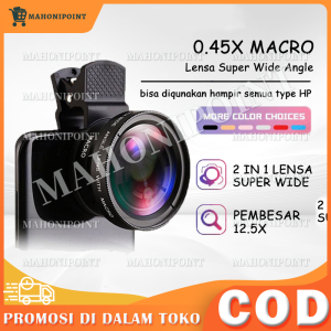 2 In 1 Lensa Super Wide Angle Lens Macro Smartphone Aksesoris Lensa Pembesar 12.5X Camera HP Dengan Klip Untuk Handphone
