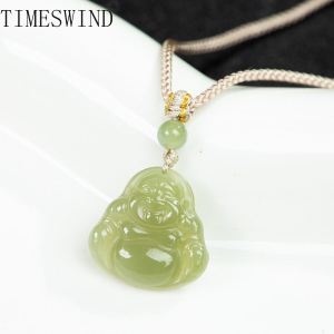 Original Jade Natural Green Maitreya Buddha Women Men Necklace Fashion Jewelry with Certificate
