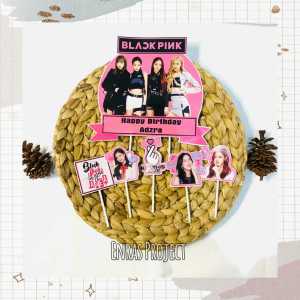 PART I TOPPER CAKE BLACK PINK ||| 1 SET MINI TOPPER CAKE / TUSUKAN KUE / HIASAN KUE