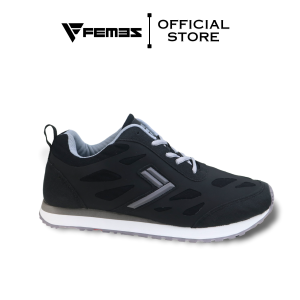 Femez Lite Berlin Sepatu Casual Pria Hitam List Abu Hitam Polos Bigsize 39-48 Sneakers Sekolah Kets