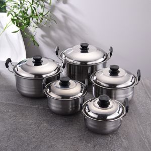 5PCS Kitchen Cookware Steamer Pot Set With Lids Stainless Steel Steamer Pot Cookware Set For Home Use【COD】