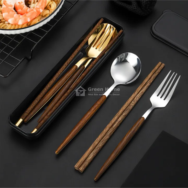 Combo Bộ Ăn Tiện Lợi Cao Cấp Gồm Thìa, Đũa, Dĩa, Hộp Đựng Dành Cho Cá ...