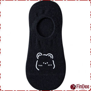 FinDee ถุงเท้าผู้หญิง สีลูกกวาด ถุงเท้าข้อสั้น ผ้านุ่มใส่สบายเพ้นท์น้องหมีน่ารัก womens socks