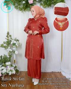 Setelan Tunik Mewah Siti Nurbaya Baju Pesta Kondangan Modern Wisuda Pengajian Muslimah Lebaran