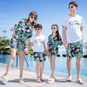 family terno matching beach outfit set of 3 4 family twinning couple beach outfits hawaiian boho summer casual  t shirts shorts pans terno outfit  for men women boys girls 2024[1pcs]