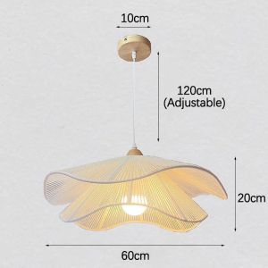 Japanese Rattan Pendant Light Dining Chandelier Ceiling Light Handwoven Vintage Drop Light For Restaurant Cafe Bedroom Living Room Farmhouse Rustic Hanging Light Fixture