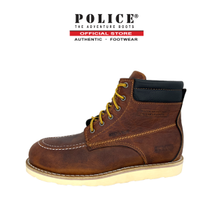 POLICE® 92929 | Mens 5.5" Padded Collar Premium Safety Work Boot - Steel Toe Cap Steel Plate Goodyear Welt Genuine Top Grain Leather