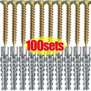100 Sets Self Tapping Screw Drilling Plug Metal Expansion Tube Pipe Solid Serrated Thorny Wall Anchor Expansion Bolt Fastener Improvement