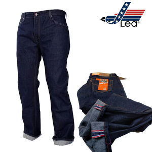 ilman store celana denim selvedge accent standar / reguler / garment lea standar pria / black denim