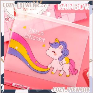 Transparent Matte Unicorn Ring Zipper Bag Cute Pencil Case File Bag Waterproof Stationery Storage Bag PVC Pouch Gift Bag