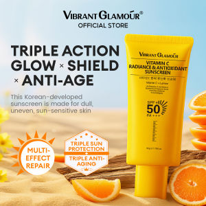 VIBRANT GLAMOUR Vitamin C ความรังสี & ยาต้านอนุมูลอิสระกันแดด SPF50+ PA+++ | ป้องกันออกซิเดชั่น | ป้องกัน UV 50g