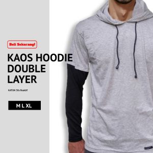 Kaos Hoodie Polos Double Layer Panjang Size MLXL