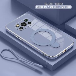 Softcase Xiaomi Poco F6 F5 M5s M4 X3 X3 Nfc M3 X6 X7 M6 Pro 4G 5G  CaseRing Plating Holder Magnetic Free Tali Lanyard Premium