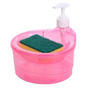 Liquid Soap Dispenser Detergent Automatic Dispenser Dish Soap Press Box with Sponge Holder for Kitchen Bathroom Washing Accessories Liquid Soap Dispenser Bowl with Sponge Holder 2 in 1 for Kitchen Sink
