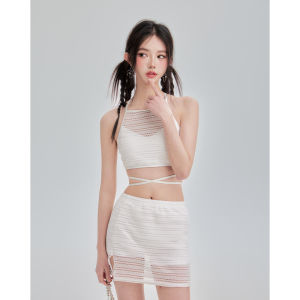 2026 Hot Sale [ Shipped from China ] New womens two-piece set solid color sheer mesh backless tie-up swimsuit for girls suitable for beach and hot spring B3