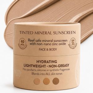 NATÚ BOTANICALS Tinted Mineral Face and Body Sunscreen SPF 35 - Mineral Zinc Oxide Sunblock Lotion - Broad-Spectrum UVA & UVB Protection - Lightweight & Gentle for Sensitive Skin - Reef Safe
