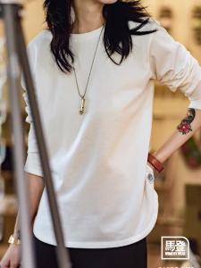 Maden Long Sleeve Basic T-Shirt for Women Round Collar Cotton Tops Loose Fit Solid Color Tees Oversized T-shirts2026
