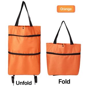 Grocery Shopping Cart with Zipper Top & Tug Bottom Folding Trolley Bag Oxford Cloth double purpose shiopping bag
