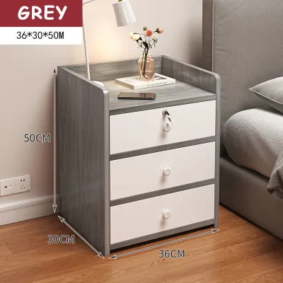 Nordic Modern Solid Wood Bedside Cabinet with Lockable Drawer Compact Nightstand for Small Spaces Simple Design Fits Bedroom Guest Room or Rental Easy to Clean and Assemble Sturdy Storage Table