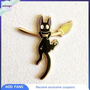 Aokago เข็มกลัดโลหะเคลือบรูปแมวสีดำรูปการ์ตูนน่ารักมีปกกระเป๋าแฟชั่นตราสัญลักษณ์ของขวัญสำหรับเพื่อนเด็ก