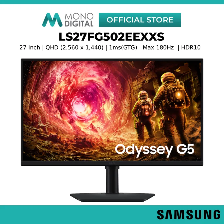 Samsung 27 / 32 Inch Odyssey G5 G50F QHD 2560x1440 180Hz 1ms GTG Gaming Monitor IPS Panel 99% sRGB HDR10 HDMI DisplayPort LS27FG502EEXXS