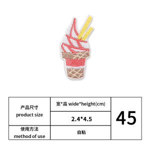 004 Mini Sweet Dessert Fruit Juice Rainbow Cake Ice Cream DIY Embroidery Patches Sticker/ Ironing Cute Letters Cartoon fabric Self-adhesive fabric Haberdashery