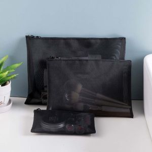 EXCES ลําลอง พกพา ถุงซิป ออแกไนเซอร์เดินทาง กลางแจ้ง โปร่งใส กระเป๋าเครื่องสําอางตาข่าย กระเป๋าแต่งหน้า กระเป๋าใส่เครื่องสําอาง กระเป๋าใส่เครื่องแป้งเก็บ