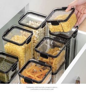 Kitchen Airtight Dry Food Container Jar Canister Food Grade PET Transparent Storage Boxes GF-01