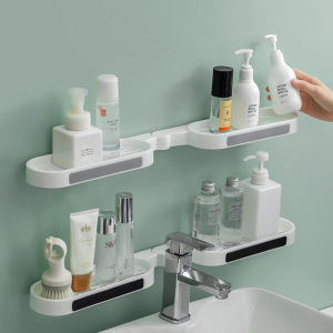 180 rotation plastic Corner Storage Shelves Bathroom Wall Mounted Punch-Free Rack Shampoo Holder Shower Drain Basket Kitchen Spice Storage Rack
