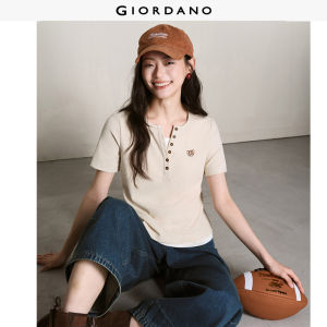 Giordano Women 【Online Exclusive】Tom and Jerry collaboration embroidered faux two-piece ribbed knit short-sleeved T-shirt Free Shipping 18326709