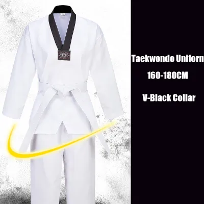 160-180CM Taekwondo Uniform For Aldult Taekwondo Gear Complete Set Karate Uniform Uniform For Competition Black Collar Cotton High Quality