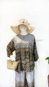 Amilla - Pajamas Wanita Motif Terbaru Rayon Dewasa Tunik  One Set Daily Celana Lengan Panjang