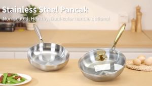 316 Stainless Steel Frying Pan Non-stick Uncoated Wok Thicken the Pot Bottom Gas Induction Cooker