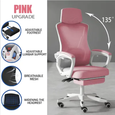 High Back Gaming Chair Ergonomic Office Chair Mesh Computer Chair Breathable Reclining Footrest Headrest Lumbar Support Rotating Heavy Duty For Home Office Bedroom Meeting Room Comfort Design Quick Dispatch