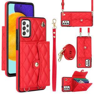 Card Case For Samsung A52 A52S A15 A35 A55 With Diagonal Strap Lanyard Wallet Bag Case Mobile Phone Shell Coin Purse Cases Cover Samsung A13 Casing Leather Case With Card holder Samsung Galaxy A35 A14 A54 A16 Cards Slot Case With Rope