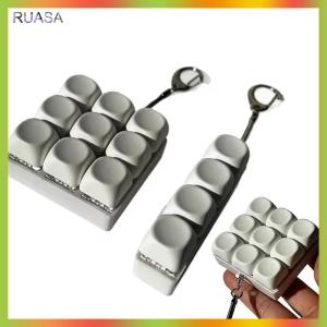 RUASA Keychain With Keyboard To Relieve Stress 4 9 Button Toy Relaxing And Quiet Mechanical Keyboard Easy To Remove Readjust
