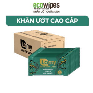 HÀNG CÔNG TY_Thùng 100 khăn lạnh cao cấp Lamy 1 tờ đa năng không cồn không paraben Hương Tự Nhiên