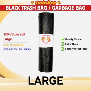1 ROLL Black Garbage Bag Trash Bag Biodegradable Eco-Friendly Recyclable Bags (Small Medium Large Extra Large Double XL) All Sizes AVAILABLE FOR 100 PCS