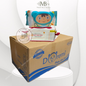 Thùng Khăn ướt không mùi Doremi 100 tờ size lớn 15x20cm (30 gói/thùng)