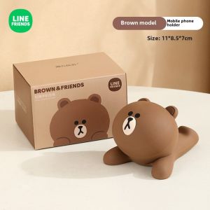 100% Authentic Line Friends Mobile Phone Holder for Smartphone & iPad Tablets Washable Phone Stand Desktop Portable BROWN LFB25 LFB24