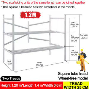 Unicorn Heavy Duty Folding Scaffolding Portable Work Platform Complete Set with Adjustable LadderMobile Stepper Height Adjustable 120-150CM Multifunctional Work Table