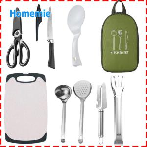 8 Pcs Camping Cookware Utensils Travel Set Stainless Steel Camping Kitchen Set Portable Outdoor Camp Cookware Set for Backpacking Outdoor Camping