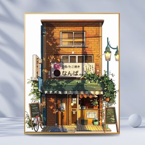 【Bestseller】 DROFE 40x50cm With Frame Paint By Numbers On Canvas Pictures For Coloring Number Home Decoration Gift Japanese Hut Landscape Painting